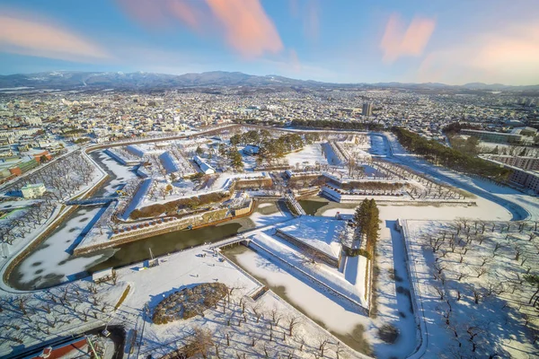 stock image Snow Covered Goryokaku in downtown Hakodate city Hokkaido