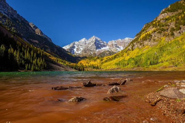 Landschaftsbild Von Maroon Bell Aspen Colorado Herbstsaison Vereinigte Staaten — Stockfoto