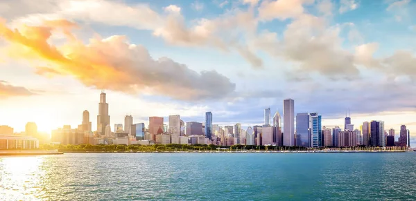 Downtown Chicago Skyline Paesaggio Urbano Illinois Stati Uniti — Foto Stock