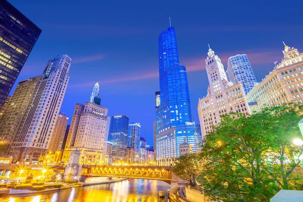 Centro Chicago Skyline Paisaje Urbano Illinois Estados Unidos — Foto de Stock