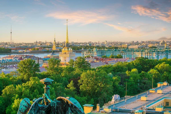 Petersborg Skyline Fra Toppen Udsigt Bylandskab Rusland Ved Solnedgang - Stock-foto
