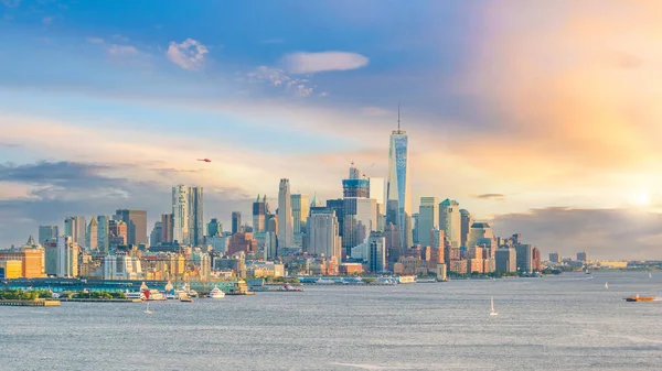 Cityscape Manhattan Skyline Bij Zonsondergang New York City Verenigde Staten — Stockfoto