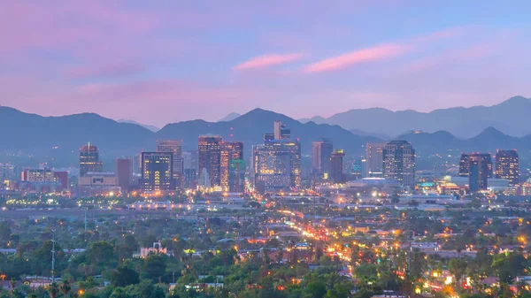 Phoenix Miasto Centrum Miasta Panorama Arizony Usa Zachodzie Słońca — Zdjęcie stockowe