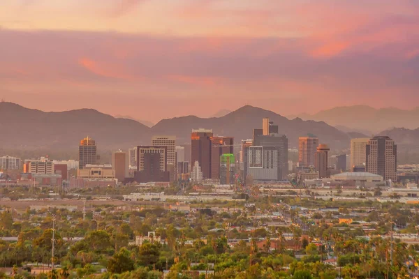 Phoenix City Skyline Paysage Urbain Arizona Aux États Unis Coucher — Photo
