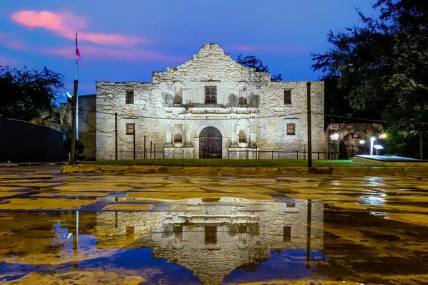 Historic Alamo Alacakaranlık San Antonio Teksas Abd — Stok fotoğraf