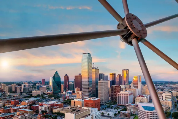 Dallas Város Belvárosában Városkép Texas Usa Naplementekor — Stock Fotó