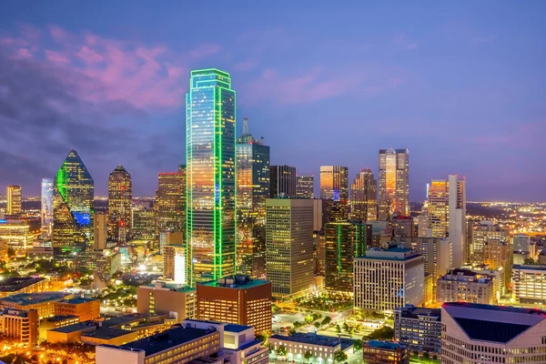 Dallas City Centrum Miasta Panorama Teksasu Usa Zachodzie Słońca — Zdjęcie stockowe