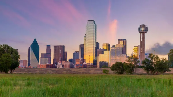 美国德克萨斯州达拉斯市市中心的天际线景观 — 图库照片