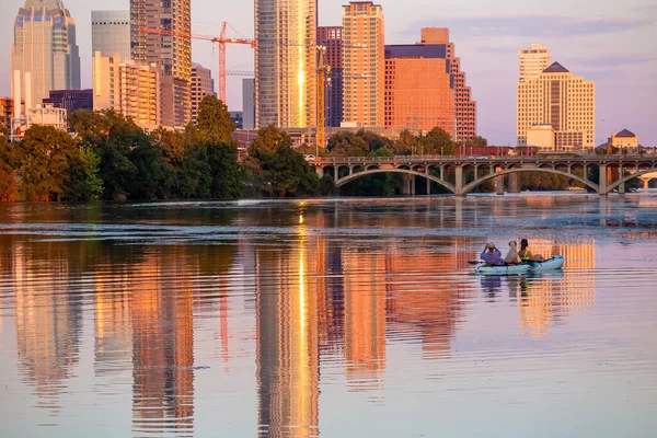 Austin City Centrum Miasta Panorama Teksasu Usa Zachodzie Słońca — Zdjęcie stockowe