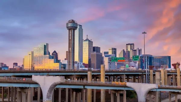 Даллас Місто Центрі Міста Краєвид Міста Техас Сша Заході Сонця — стокове фото