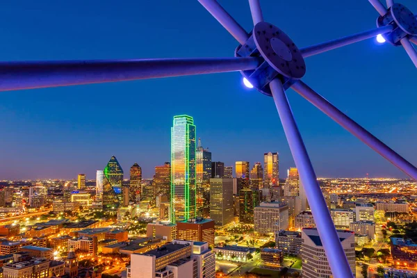 Dallas city downtown skyline cityscape of Texas USA at sunset