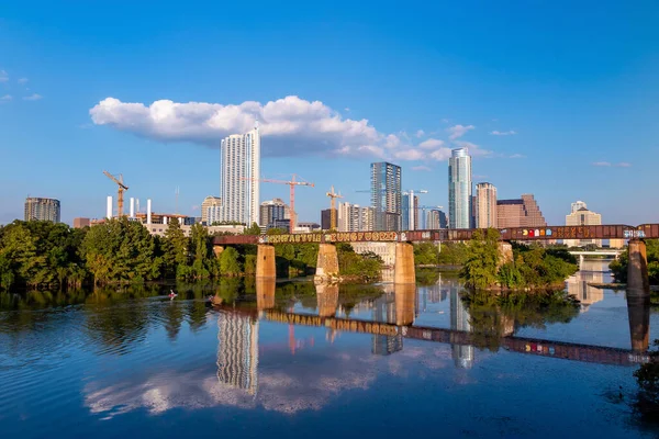Austin Stad Centrum Skyline Stadsbild Texas Usa Vid Solnedgången — Stockfoto