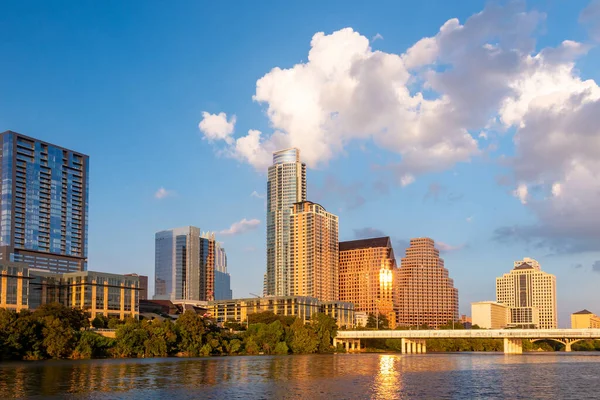 Austin City Centrum Miasta Panorama Teksasu Usa Zachodzie Słońca — Zdjęcie stockowe