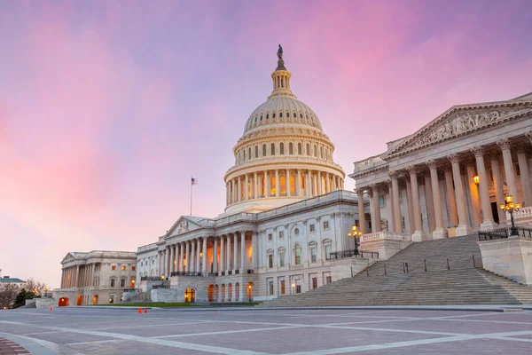 Das Kapitol Der Vereinigten Staaten Washington Amerikanisches Wahrzeichen Bei Sonnenuntergang — Stockfoto