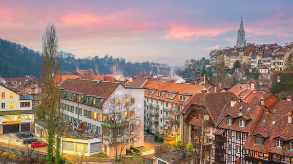 Bern Város Városképe Városkép Svájcban Naplementekor — Stock Fotó