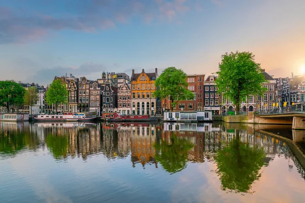 Die Skyline Der Innenstadt Von Amsterdam Stadtbild Den Niederlanden Bei — Stockfoto