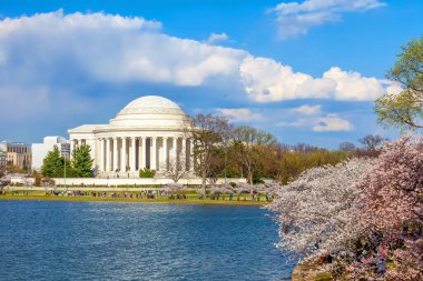 Kiraz Çiçeği Festivali 'ndeki Jefferson Anıtı. Washington, D.C. ABD 'de.