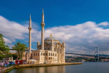 Ortakoy mosque on the shore of Bosphorus in Istanbul, Turkey 