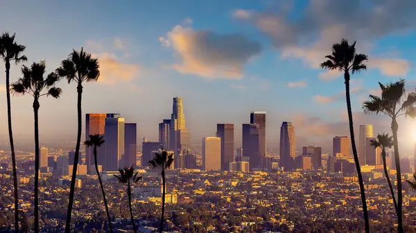 다운타운 로스앤젤레스 스카이라인 La의 — 스톡 사진