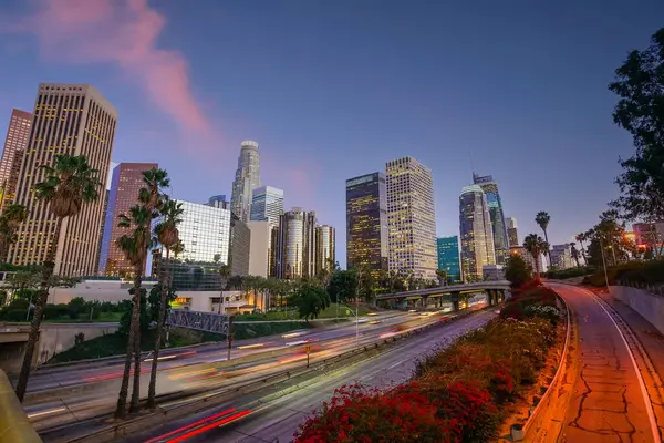 ロサンゼルスのダウンタウン シティスカイライン Laの街並み アメリカ — ストック写真