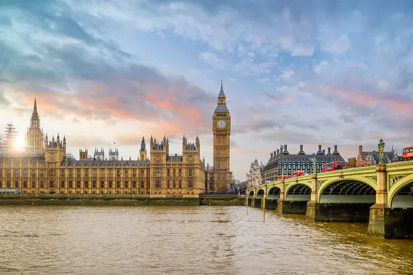 London City Skyline Med Big Ben Och Houses Parliament Stadsbild — Stockfoto