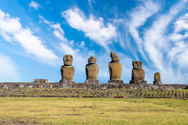Antiguo Moai Isla Pascua 000 Millas Costa Chile Imágenes de stock libres de derechos