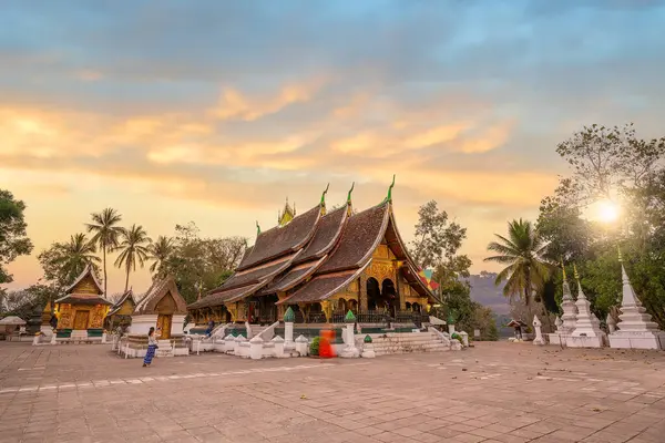 World Heritage Site Wat Chiang Tong Luang Prabang Laos Sunset — Stock Photo, Image
