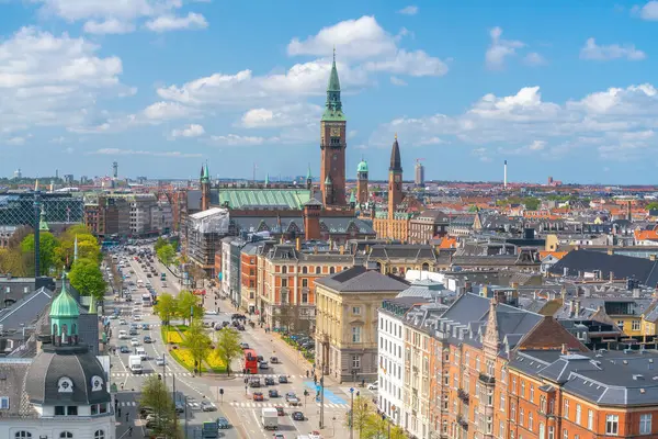 トップビューからデンマークのコペンハーゲン市街のスカイラインのシティスケープ — ストック写真