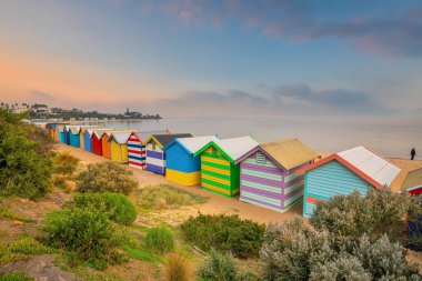 Brighton Beach, Melbourne, Avustralya 'daki Renkli Sahil Evi