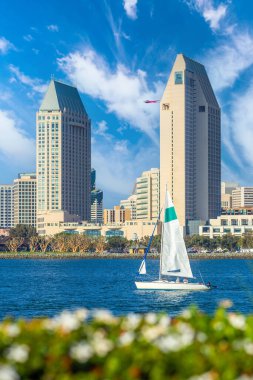San Diego şehir merkezi. Amerika Birleşik Devletleri 'nin gökyüzü manzarası. 