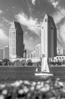 San Diego şehir merkezi. Amerika Birleşik Devletleri 'nin gökyüzü manzarası. 