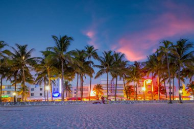 Güney Sahili Miami silueti, Florida ABD 'de şehir manzarası