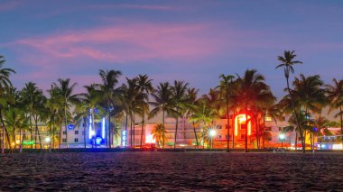 Güney Sahili Miami silueti, Florida ABD 'de şehir manzarası