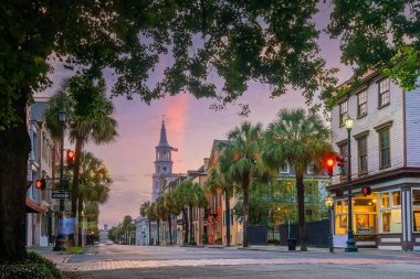 Charleston City şehir merkezi, Ufuk çizgisi, Güney Carolina şehri, ABD