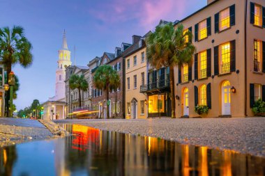 Charleston City şehir merkezi, Ufuk çizgisi, Güney Carolina şehri, ABD