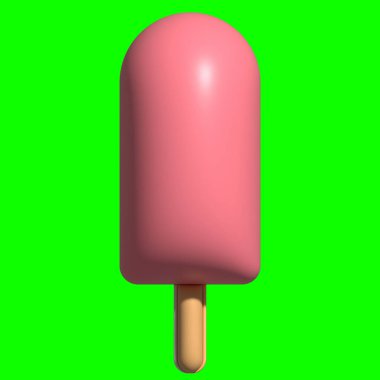 Yeşil Ekran Arkaplan ile 3B Dondurma Grafiksel Varlıkları