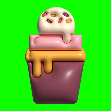 Arkaplan Yeşil Ekranlı Dondurma 3B