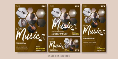 Canlı Müzik Kahverengi Flyer ve Sosyal Medya Paketi