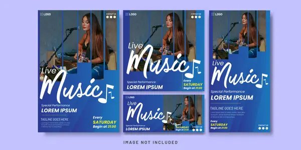 Canlı Müzik Mavi Flyer ve Sosyal Medya Paketi