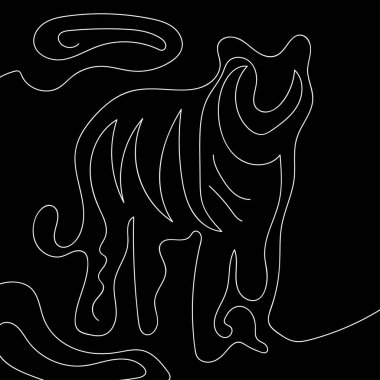 Siyah Arkaplan Tasarımlı Vektör Çizgisi Resim Hayvanı