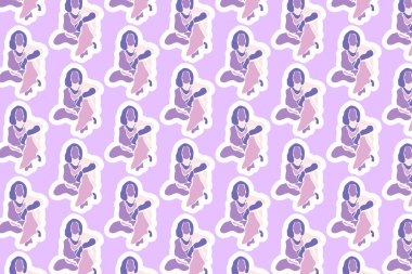 Vektör Kadınların günlük ögesi Kusursuz Desen Arkaplanı
