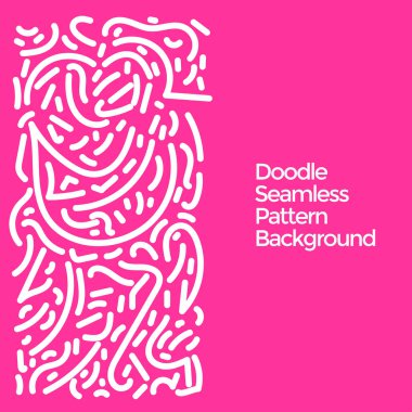 Vektör el karalama beyaz ve pembe elementler desen soyut dikişsiz arkaplan