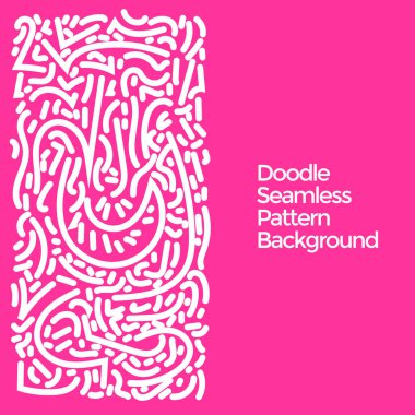 Vektör el karalama beyaz ve pembe elementler desen soyut dikişsiz arkaplan