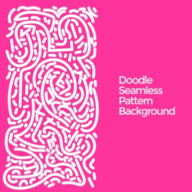 Vektör el karalama beyaz ve pembe elementler desen soyut dikişsiz arkaplan