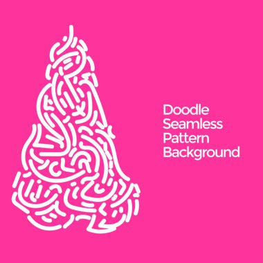 Vektör el karalama beyaz ve pembe elementler desen soyut dikişsiz arkaplan