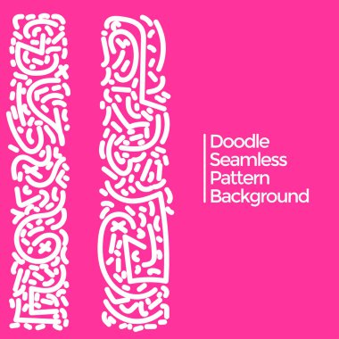 Vektör el karalama beyaz ve pembe elementler desen soyut dikişsiz arkaplan