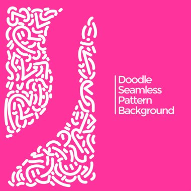Vektör el karalama beyaz ve pembe elementler desen soyut dikişsiz arkaplan