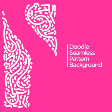 Vektör el karalama beyaz ve pembe elementler desen soyut dikişsiz arkaplan