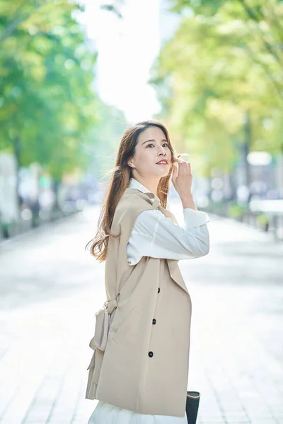 stock image  Young woman going out in casual clothes at the city