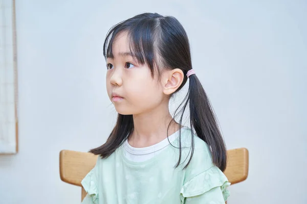 Asian Elementary School Girl Portrait Indoors — Stock Photo, Image